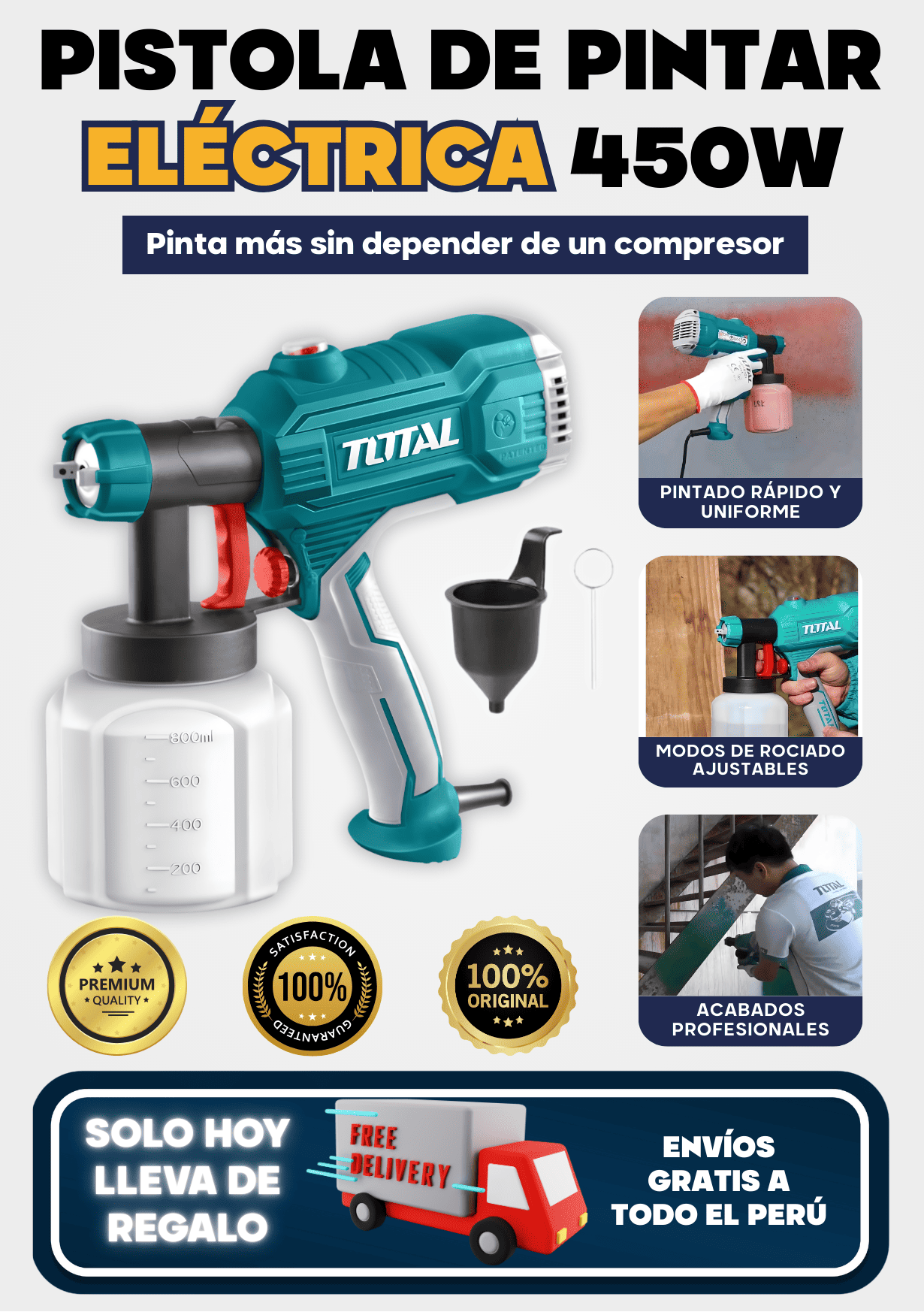 PISTOLA DE PINTAR ELÉCTRICA DE 450W - TOTAL