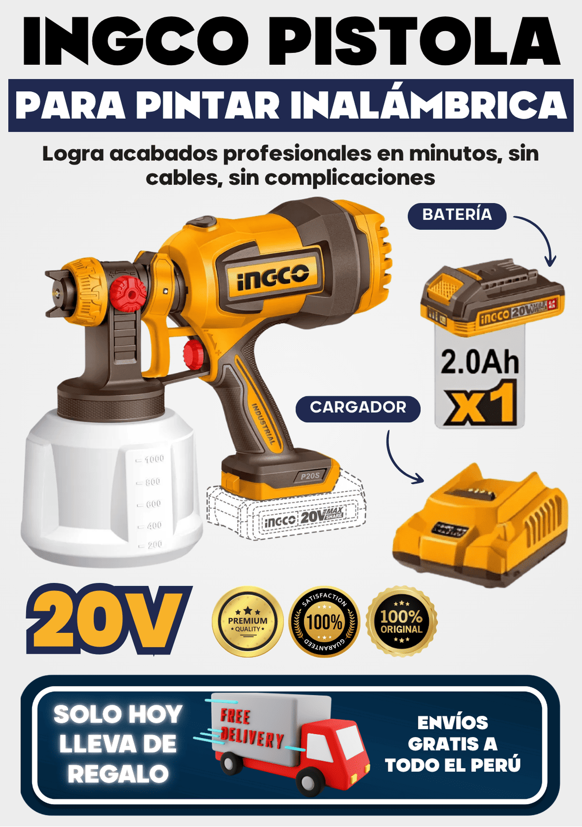 PISTOLA INALÁMBRICA 20V