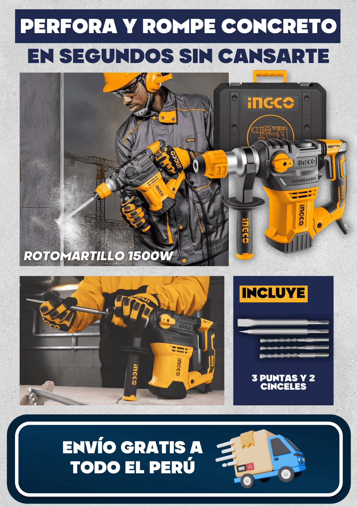 ROTOMARTILLO INDUSTRIAL 1500W