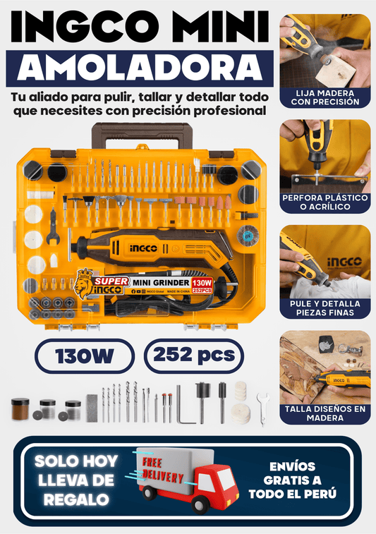 MINI AMOLADORA 130W - 252 Piezas