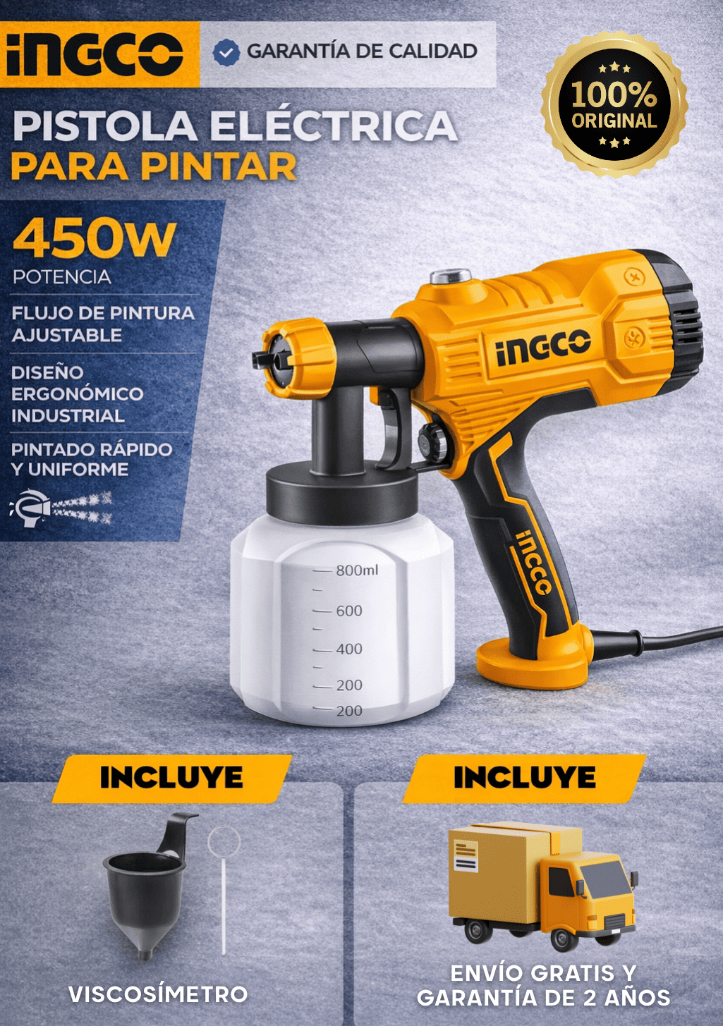 PISTOLA ELÉCTRICA INGCO PROFESIONAL - 450W