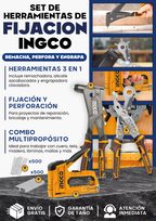 SET 3 EN 1 - Herramientas de fijación (FIJAR, PERFORAR Y ENGRAPAR)