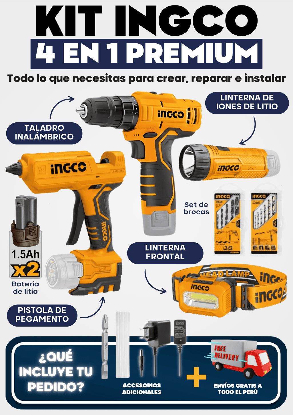 Kit INGCO 4 en 1 - Premium